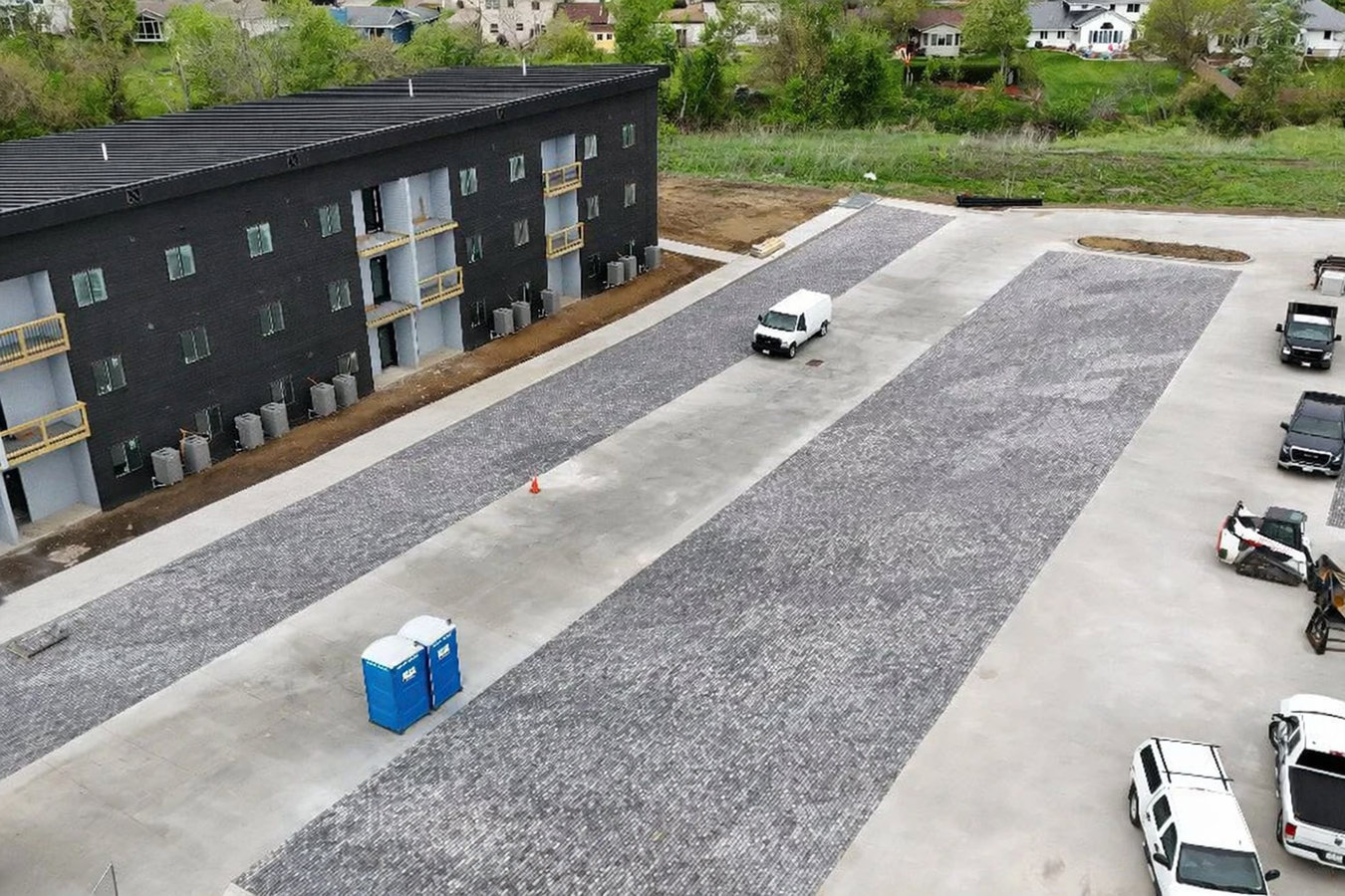 Concrete parking lot building